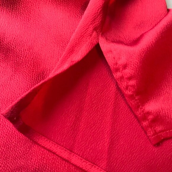 Liz Claiborne 4X Red Long Sleeve Blouse Top Overlay Ruffle Satin Old Money - Picture 11 of 13